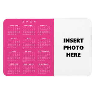 2020 Custom Photo Hot Pink Magenta Calendar Magnet