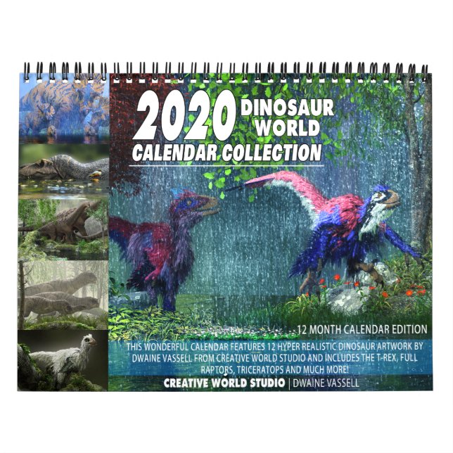 2020 DINOSAUR WORLD CALENDAR: Kids Calendar Print (Cover)