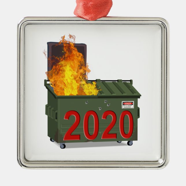 2020 Dumpster Fire Metal Tree Decoration (Front)