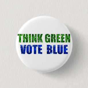 2020 Election-Democrat-THINK GREEN, VOTE BLUE 3 Cm Round Badge