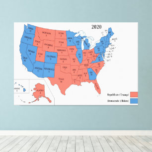 2020 Electoral College US Election Map 60x40 inch Canvas Print