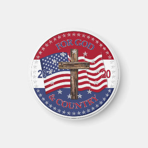 2020 For God and Country Cross And American Flag Magnet