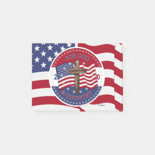 2020 For God and Country Cross And American Flag Post-it Notes