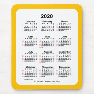 2020 Gold Two Tone 52 Week Calendar by Janz Mouse Mat