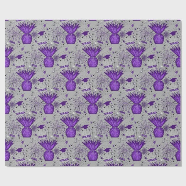 2020 Grad Centerpiece-Purple-Grey-GIFT WRAP PAPER (Flat)