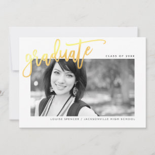 2020 GRADUATE modern lettered overlay faux gold Thank You Card