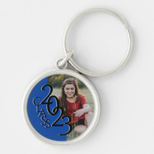 2020 Graduation Keepsake Photo Blue and Black Key Ring