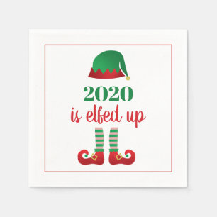 2020 Is Elfed Up Funny Christmas Saying Red Napkin