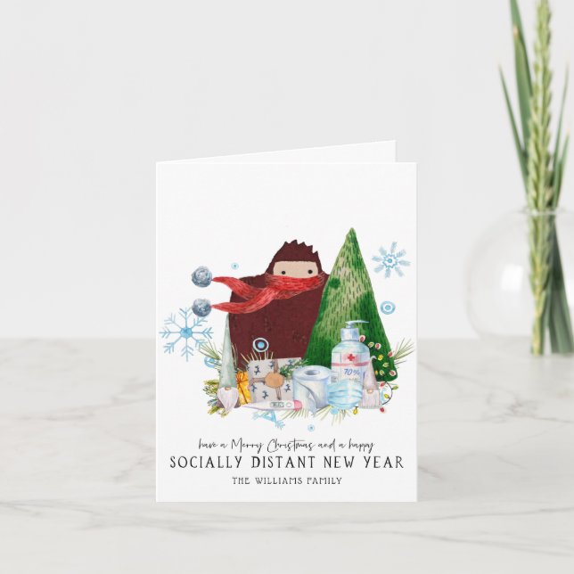 2020 Merry Christmas Happy Social Distant New Year Card (Front)