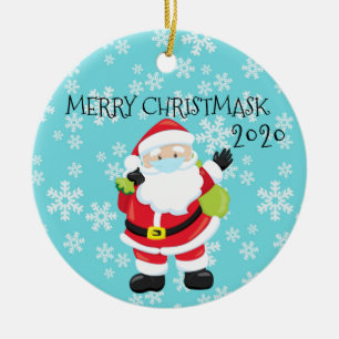 2020 Merry Christmask Santa Quarantine Ceramic Tree Decoration
