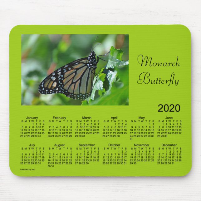 2020 Monarch Butterfly Calendar by Janz Mouse Mat (Front)