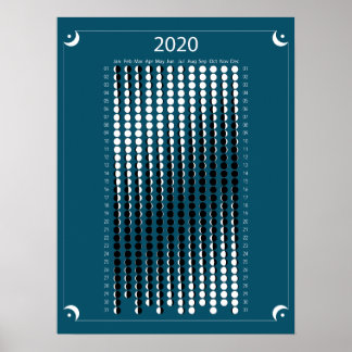 2020 Moon Calendar - Blue Poster