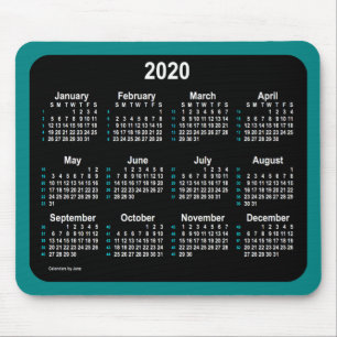 2020 Neon 52 Weeks Calendar by Janz Teal Mouse Mat