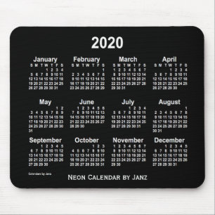 2020 Neon White Calendar by Janz Mouse Mat