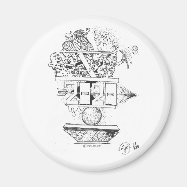 2020 New Year, New Decade Doodle Art Magnet (Front)