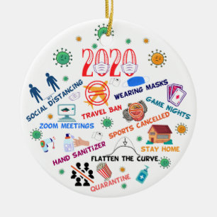 2020 pandemic christmas ceramic tree decoration