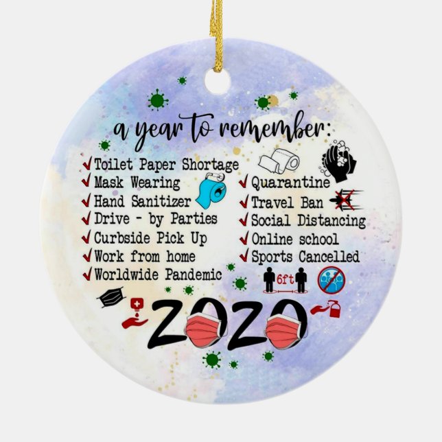 2020 Pandemic Quarantine Christmas Ceramic Tree Decoration (Back)