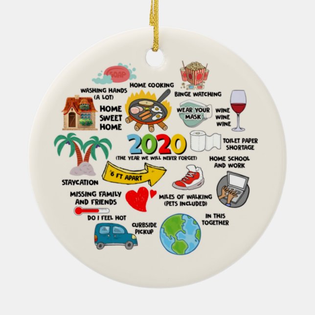 2020 Pandemic Quarantine Christmas Ceramic Tree Decoration (Back)