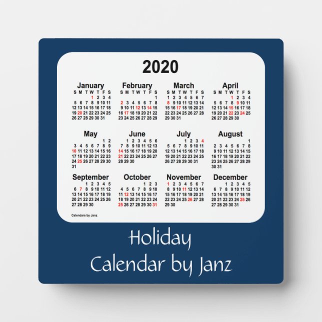 2020 Police Box Blue Holiday Calendar by Janz Plaque (Front)