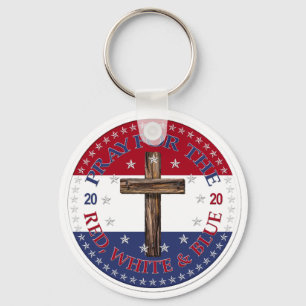 2020 Pray For The Red, White And Blue Cross Key Ring