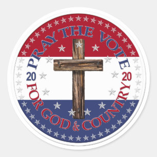 2020 Pray The Vote For God And Country Cross Classic Round Sticker