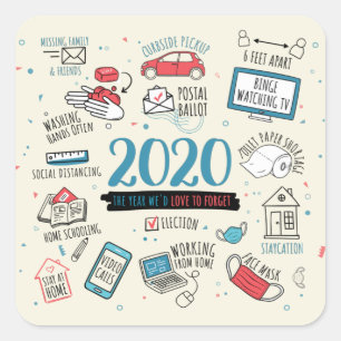 2020 Quarantine Activity List Commemorative Square Sticker