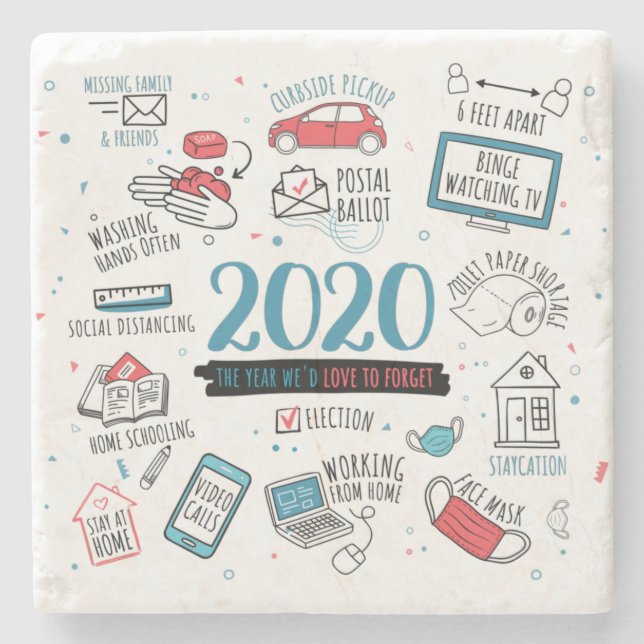 2020 Quarantine Lockdown Activities Stone Coaster (Front)