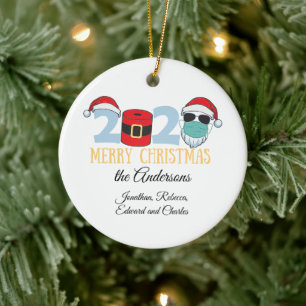 2020 Quarantined Christmas Family Ceramic Tree Decoration