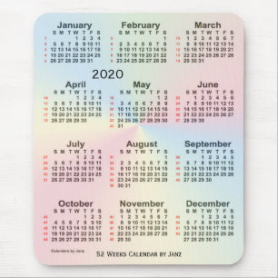 2020 Rainbow 52 Week Large Print Calendar by Janz Mouse Mat