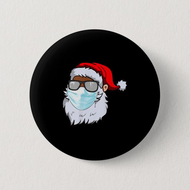 2020 Santa With Face Mask Black African American C 6 Cm Round Badge (Front)