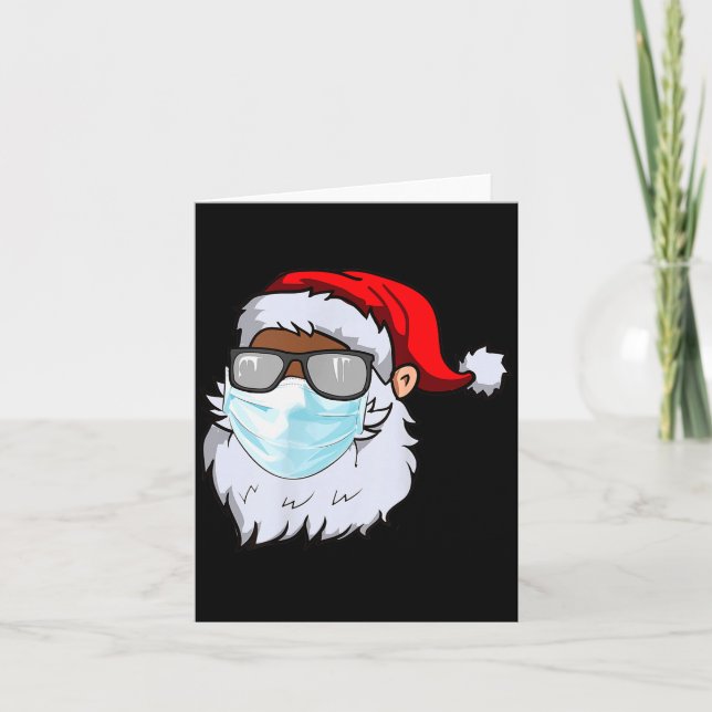 2020 Santa With Face Mask Black African American C Card (Front)