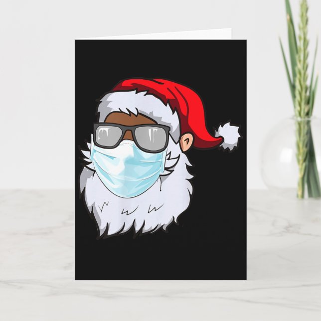 2020 Santa With Face Mask Black African American C Card (Front)