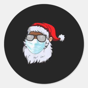 2020 Santa With Face Mask Black African American C Classic Round Sticker