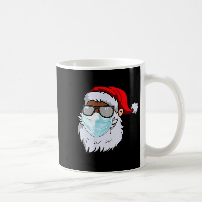 2020 Santa With Face Mask Black African American C Coffee Mug (Right)