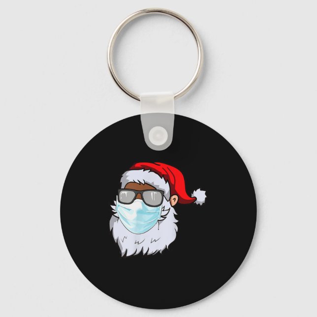 2020 Santa With Face Mask Black African American C Key Ring (Front)