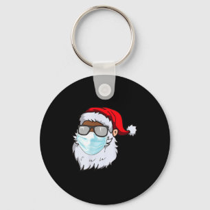 2020 Santa With Face Mask Black African American C Key Ring
