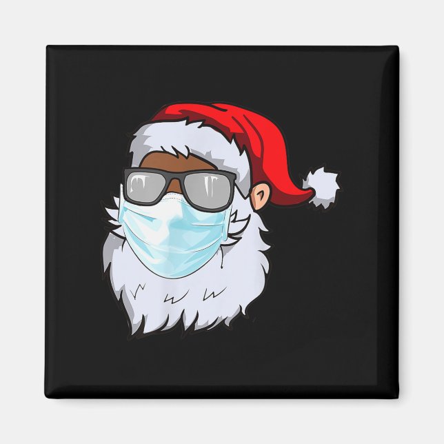 2020 Santa With Face Mask Black African American C Magnet (Front)