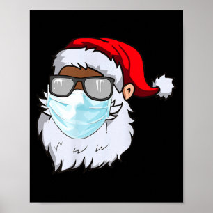 2020 Santa With Face Mask Black African American C Poster