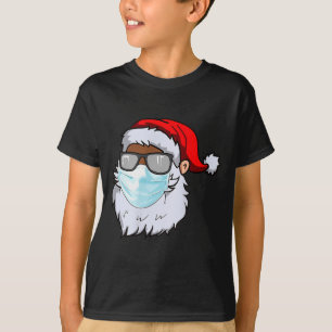 2020 Santa With Face Mask Black African American C T-Shirt