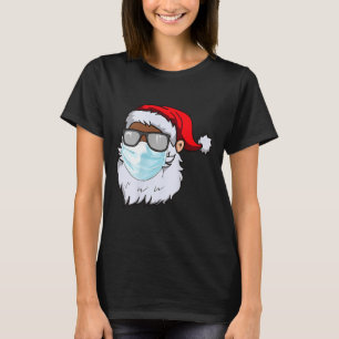 2020 Santa With Face Mask Black African American C T-Shirt