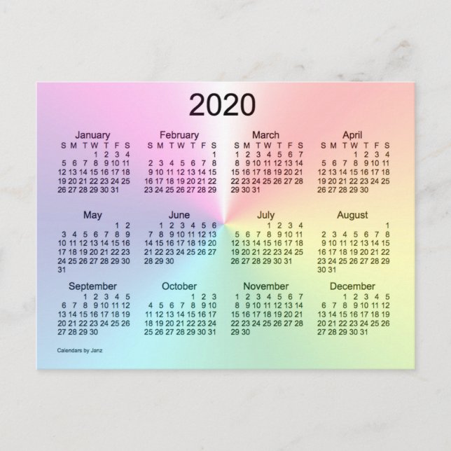 2020 Shimmer Mini Calendar by Janz Postcard (Front)