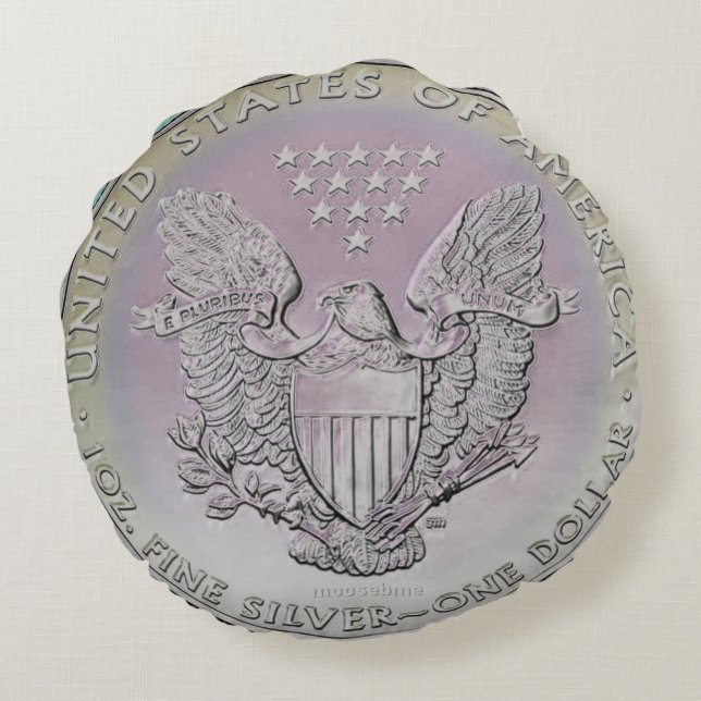 2020 Silver Eagle Coin Round Cushion (Back)