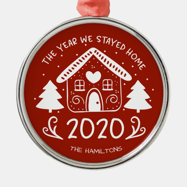 2020 The Year We Stayed Home Cute Covid Metal Tree Decoration (Front)