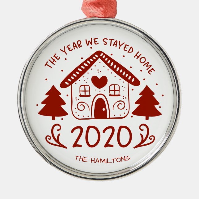 2020 The Year We Stayed Home Cute Covid Metal Tree Decoration (Front)