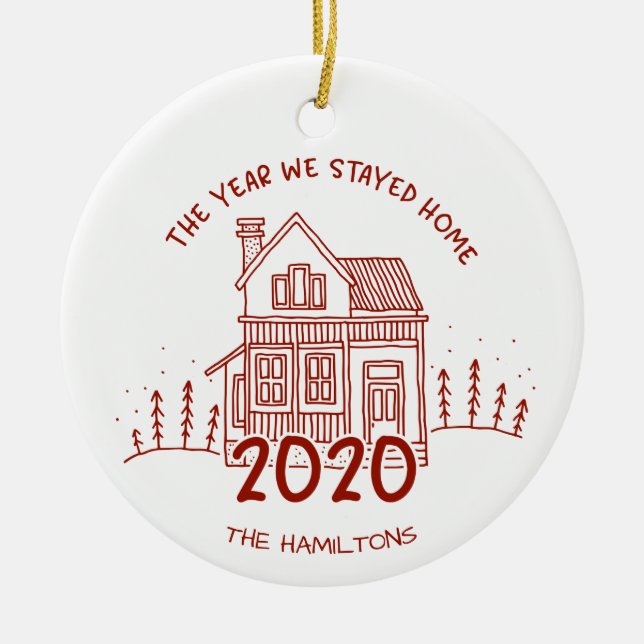 2020 The Year We Stayed Home Lovely Covid Ceramic Tree Decoration (Front)