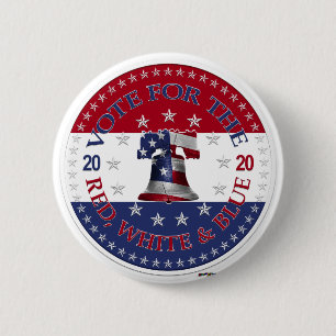 2020 Vote For The Red, White and Blue Liberty Bell 6 Cm Round Badge