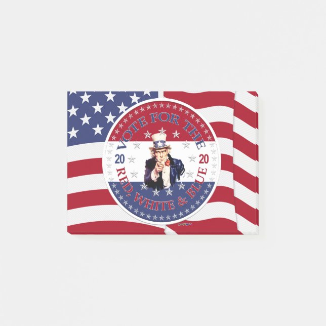 2020 Vote For The Red, White and Blue Uncle Sam Post-it Notes (Front)
