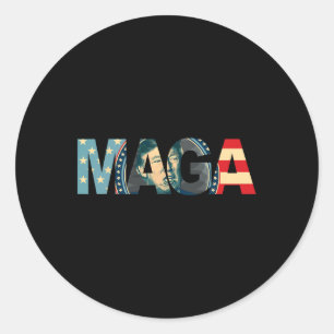 2020 Voted Maga American Flag Retro Vintage Gift  Classic Round Sticker