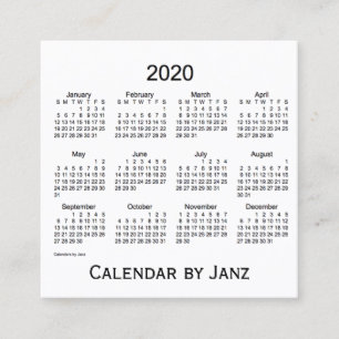 2020 White Calendar by Janz Square Business Card