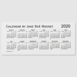 2020 White Smoke Calendar by Janz 9x4 Magnet
